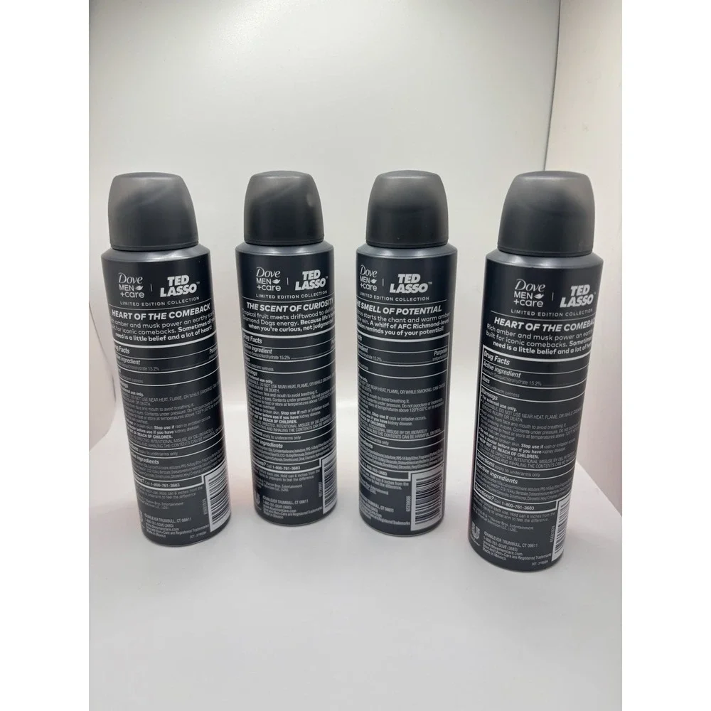 Dove Men+Care Ted Lasso Dry Spray Antiperspirant Bundle Of 4 Cans NEW!